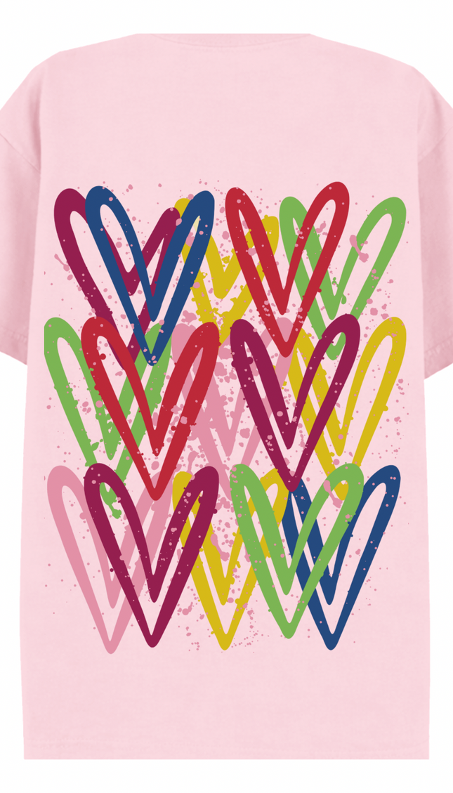 Dark Multicoloured Heart Printed T-shirt – additional view
