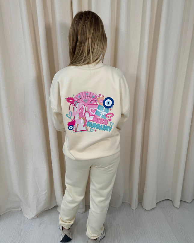 Miss Runway Sweatshirt Tracksuit Cream