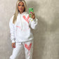 Coral Heart Sprayed White Hooded Tracksuit