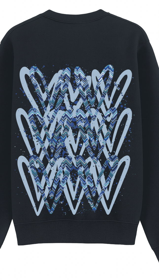 Blue Zig Zag Heart Printed Sweatshirt – image 11