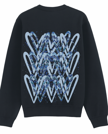 Blue Zig Zag Heart Printed Sweatshirt Kids