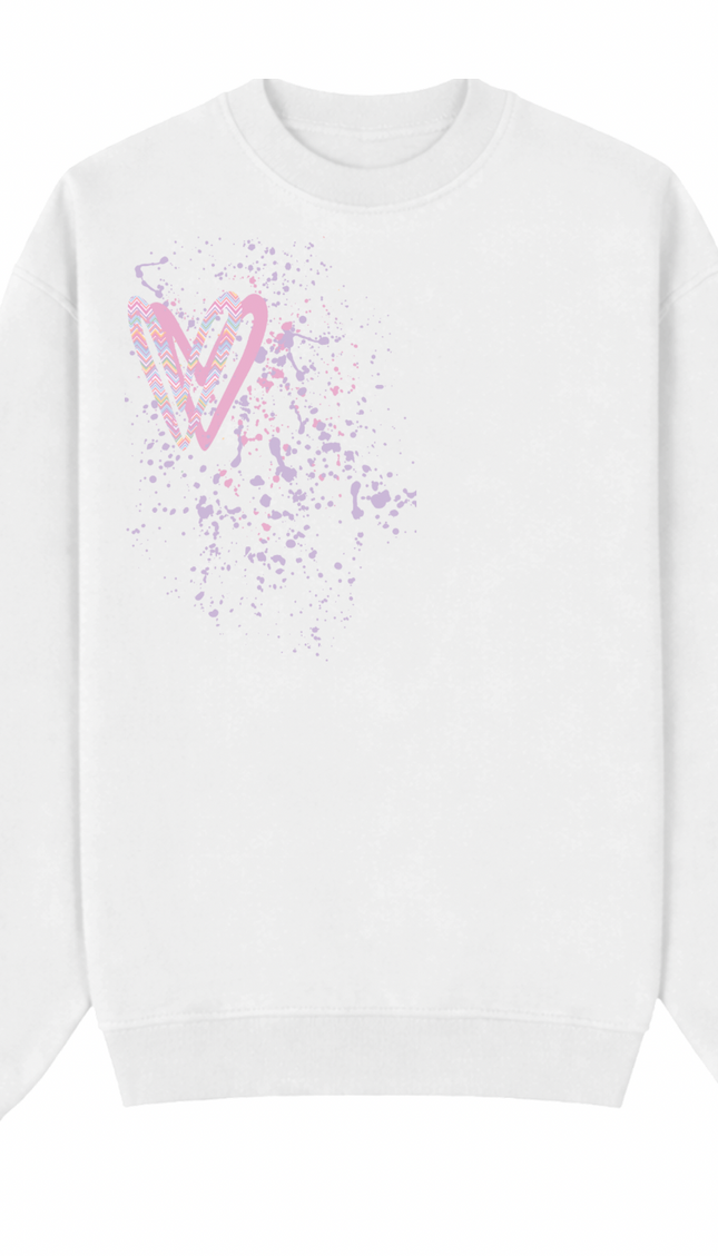 Pastel Zig Zag Heart Printed Sweatshirt – image 4