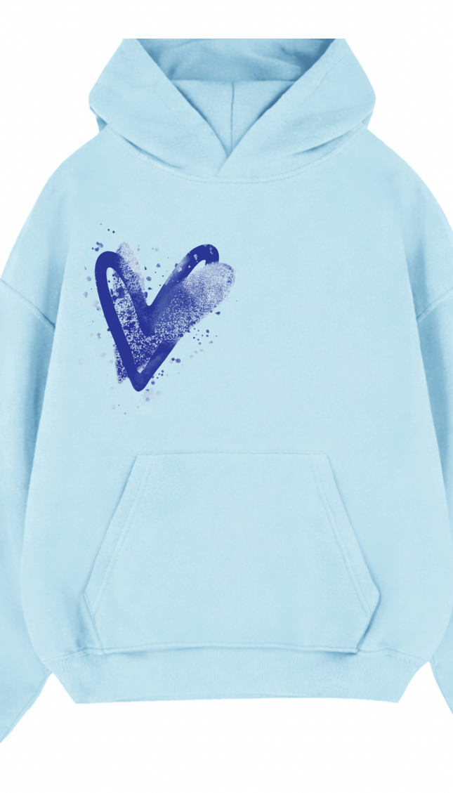Royal Blue Scatter Heart Printed Hoodie – image 6