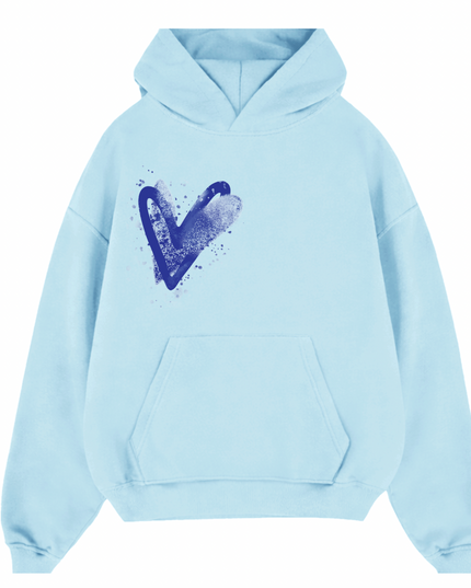 Royal Blue Scatter Heart Printed Hoodie Adults