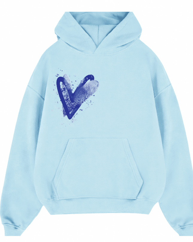 Royal Blue Scatter Heart Printed  Hoodie Kids