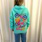 XOXO Graffiti Ruched Hoodie Mint