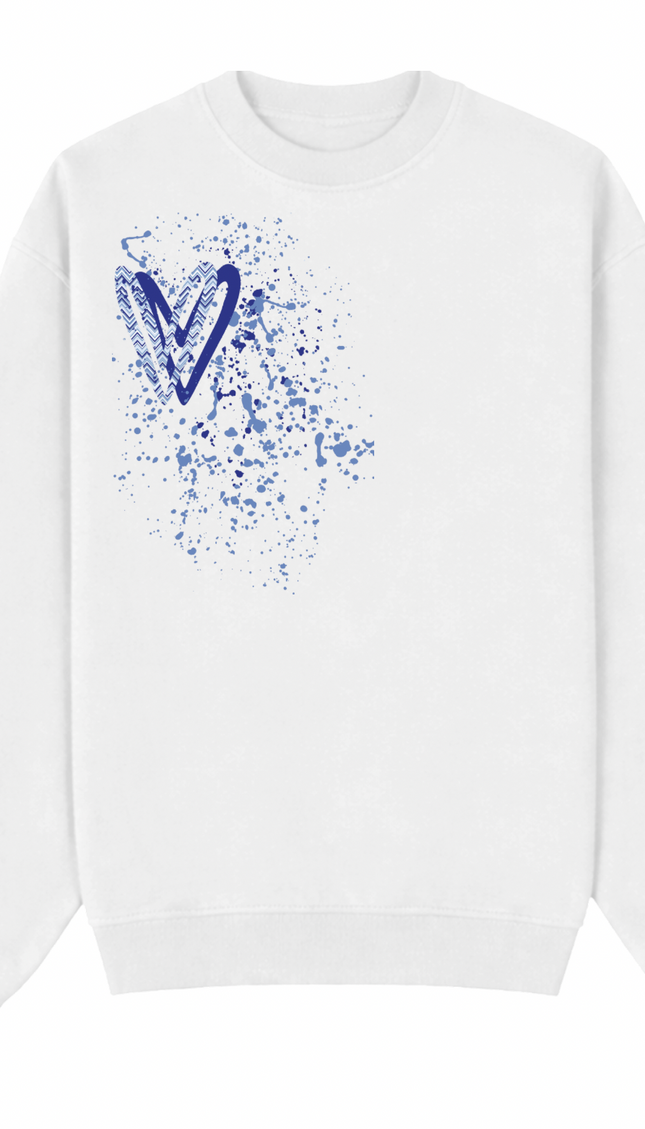 Royal Blue Zig Zag Heart Printed Sweatshirt – image 4