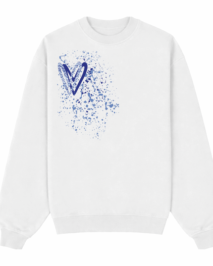 Royal Blue Zig Zag Heart Printed Sweatshirt Adults
