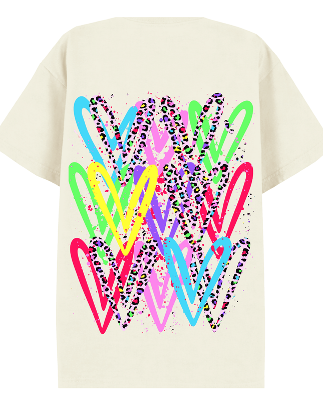 Multicoloured Zig Zag Heart Printed T-shirt Adult
