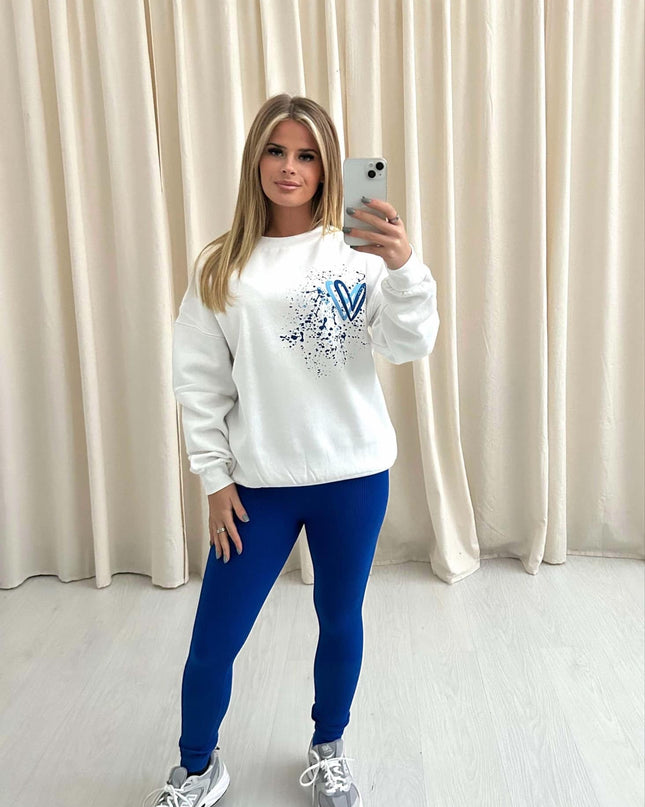 Blue Heart Printed Sweatshirt & Leggings Adults