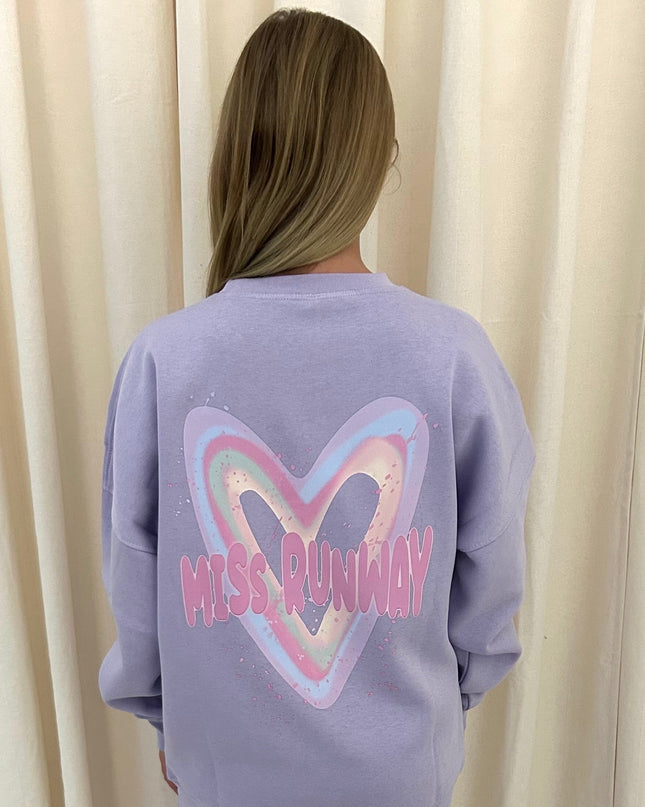 Miss Runway Pastel Heart Printed Sweatshirt Adults