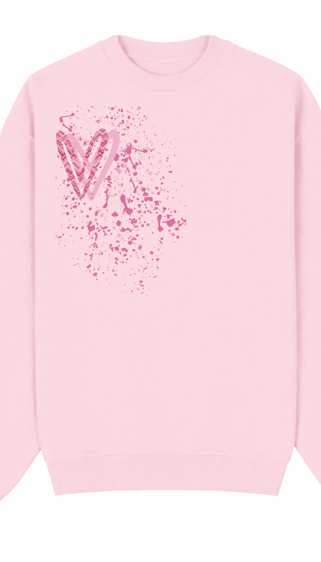 Hot Pink Zig Zag Heart Printed Sweatshirt by Miss Runway – image 2