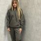 Oversized Quarter Zip Hooded Tracksuit Charcoal Grey