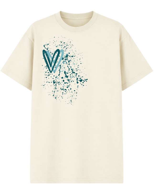 Teal Heart Printed T-shirt Adult