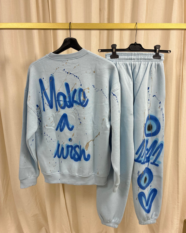 Make A Wish Spray Painted Sweatshirt Tracksuit Adult
