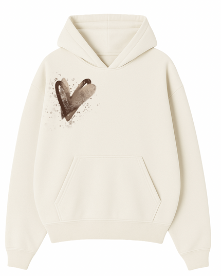 Brown Scatter Heart Printed  Hoodie Kids