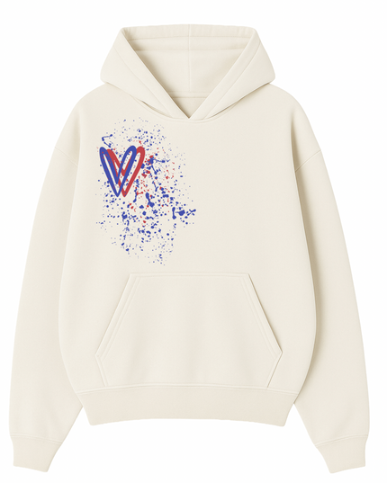 Red/Royal Heart Printed  Hoodie Kids