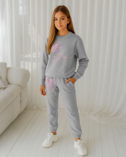 Dark Pastel Hearts Printed Sweatshirt Tracksuit Kids