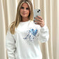 Royal Blue Heart Graffiti Sweatshirt White