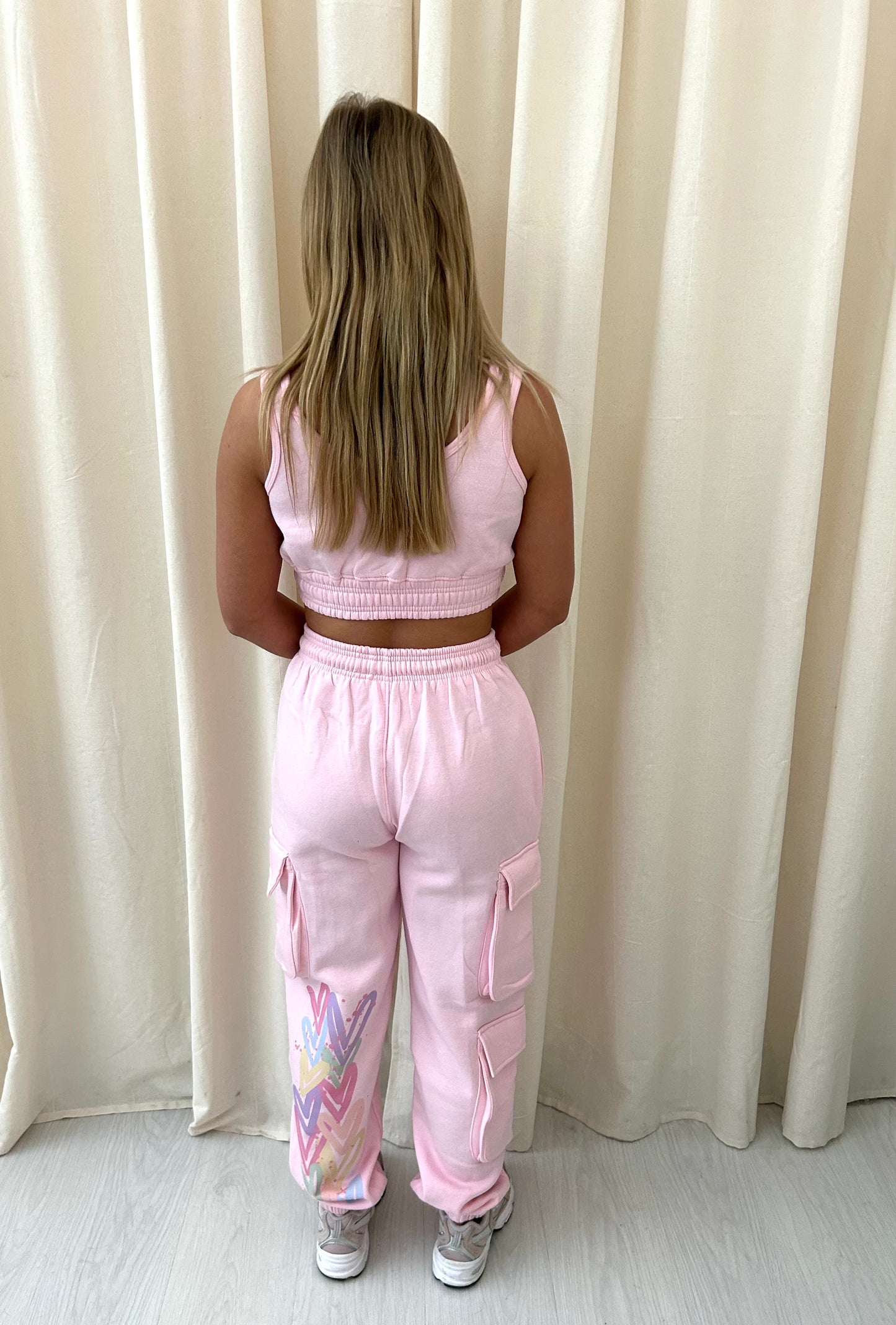 Pastel Heart Graffiti Cargo Co ord Pink