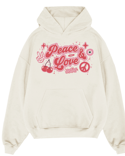 Pink/Red Peace & Love Hoodie Adults