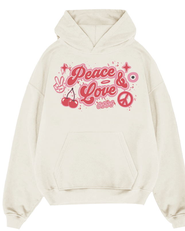 Pink/Red Peace & Love Hoodie Adults
