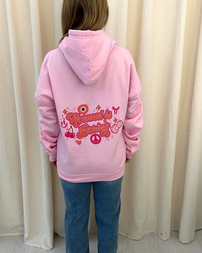 Normal Is Boring Printed Ruched Hoodie