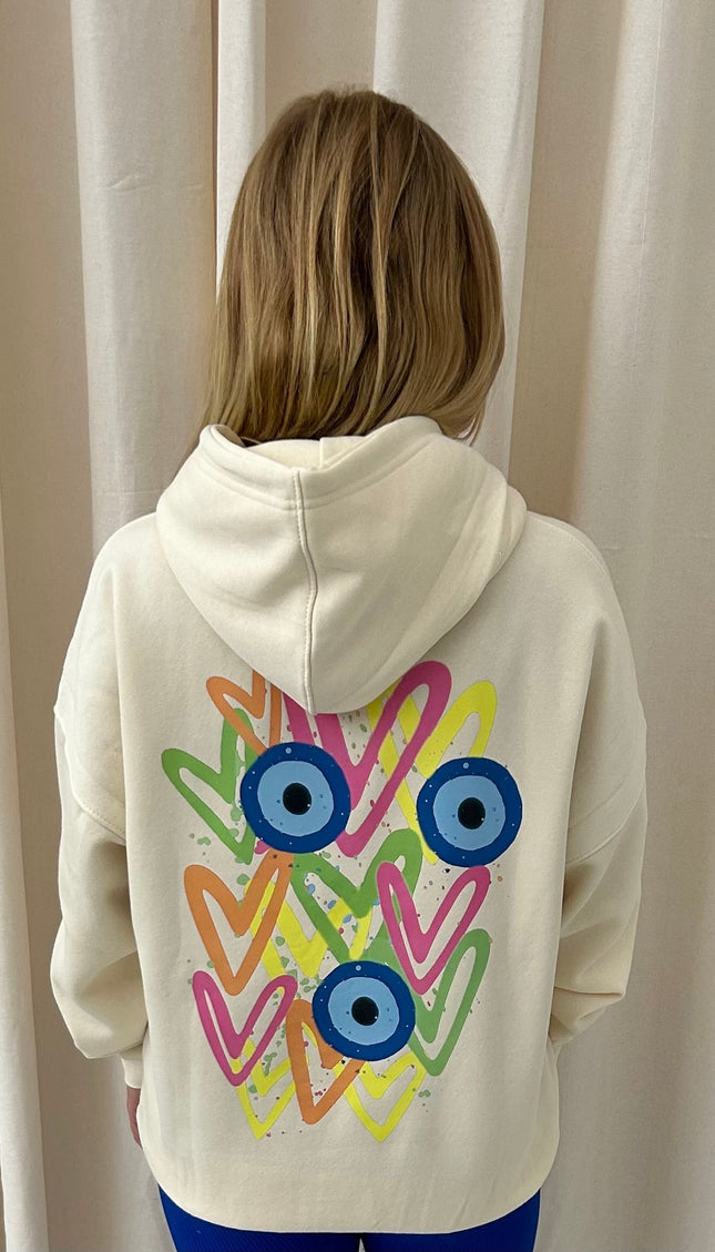 Neon Heart Evil Eye Printed Hoodie – image 10