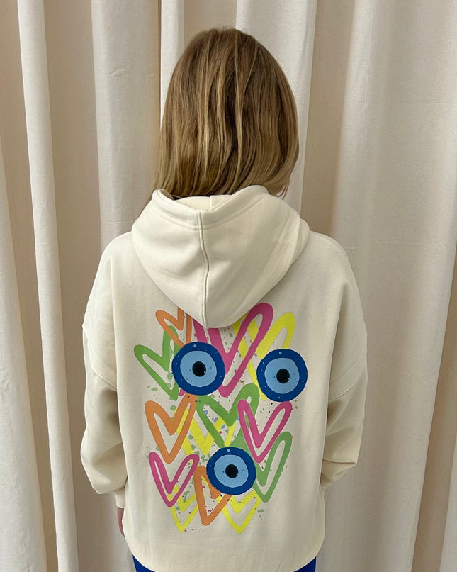 Neon Heart Evil Eye Printed Hoodie Adults