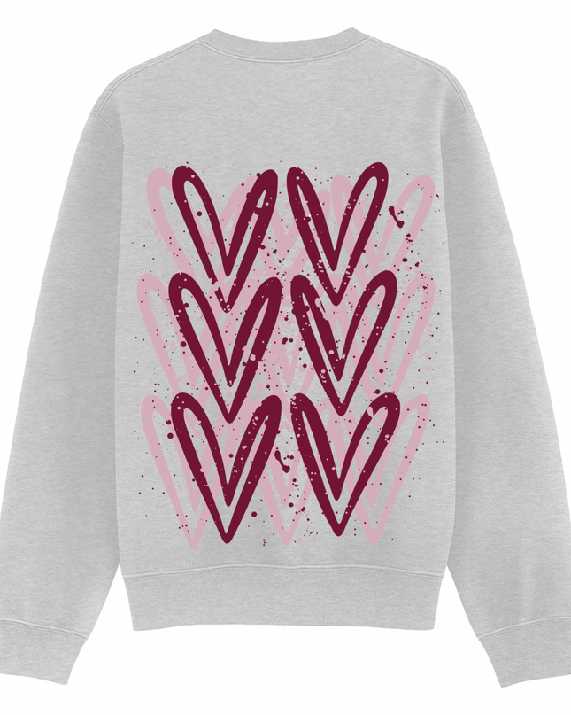 Burgundy Heart Printed Sweatshirt Kids