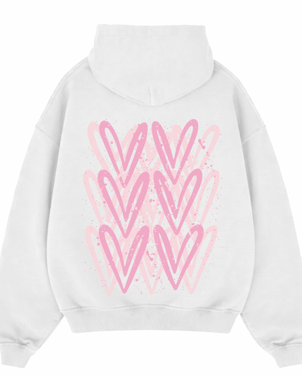 Pink Heart Printed Hoodie Adults