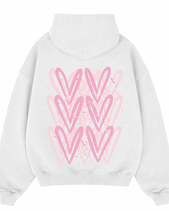 Pink Heart Printed Hoodie Kids