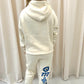 Angel Numbers Protect Your Energy Graffiti Hooded Tracksuit Cream-Blue