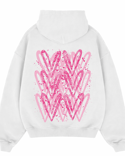 Hot Pink Paisley Heart Printed Hoodie Adults