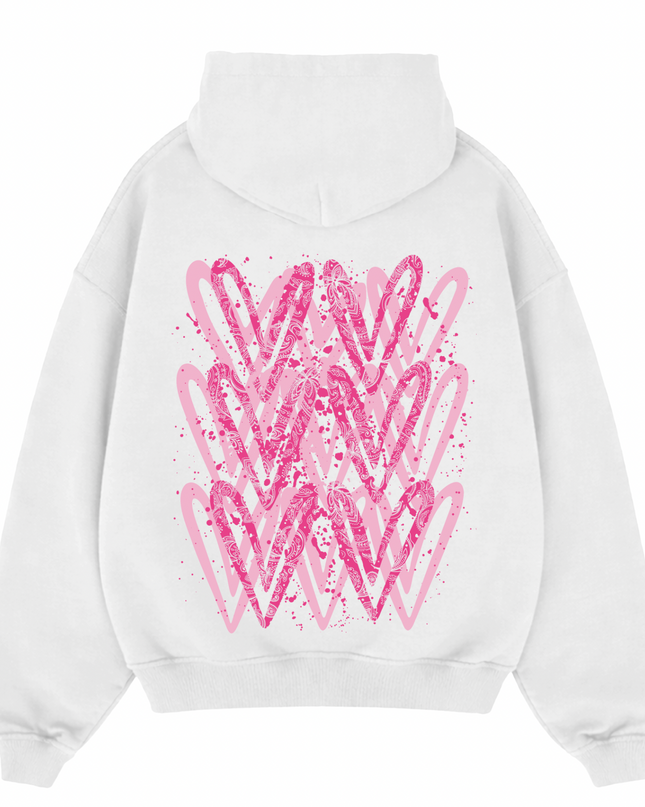 Hot Pink Paisley Heart Printed  Hoodie Kids