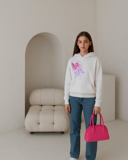 Multicoloured Leopard Heart Printed Hoodie