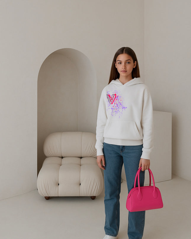 Multicoloured Leopard Heart Printed Hoodie