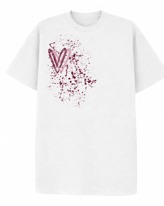 Burgundy Paisley Heart Printed T-shirt Adult