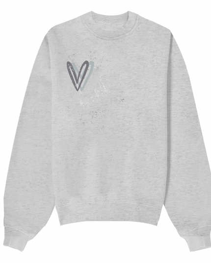 Grey Heart Printed Sweatshirt Adults