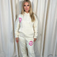 Miss Runway Peace & Love Oversized Hooded Tracksuit Cream