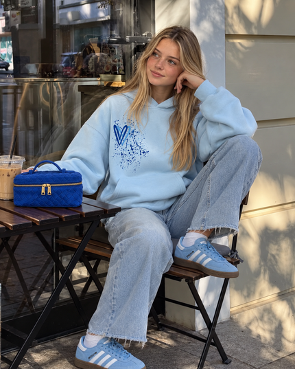 Graffiti Grey/Royal Blue Heart Hoodie by Miss Runway – image 5