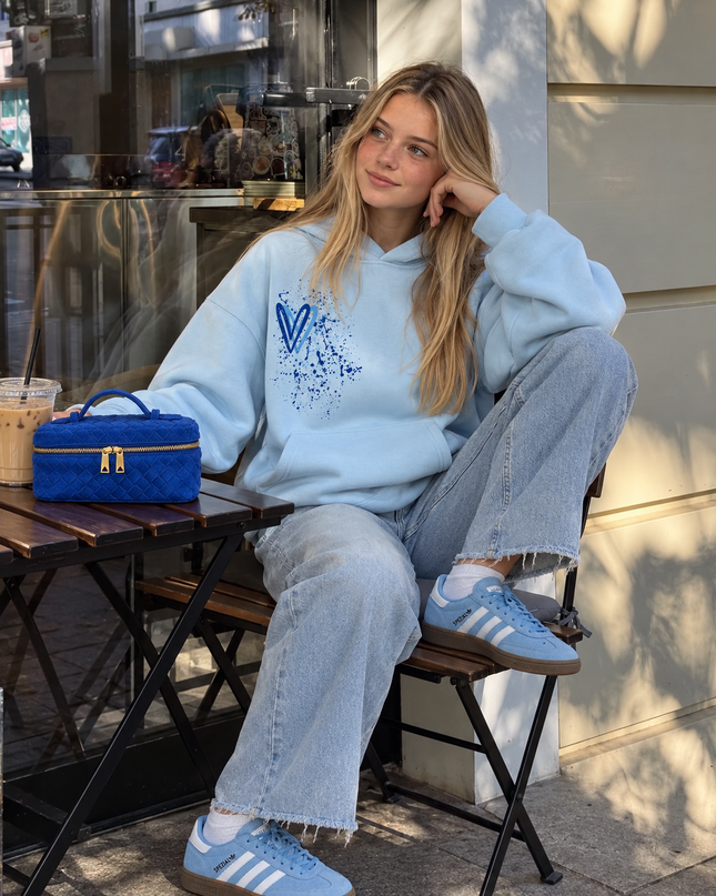 Graffiti Grey/Royal Blue Heart Hoodie