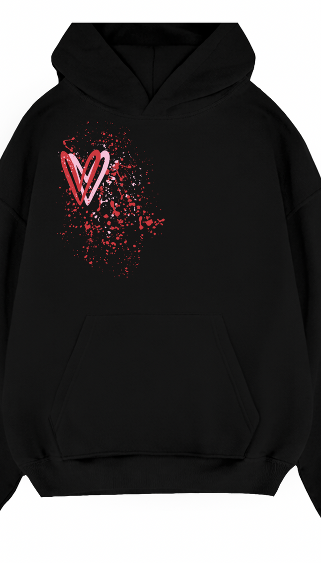 Pink/Red Heart Printed Hoodie – image 10