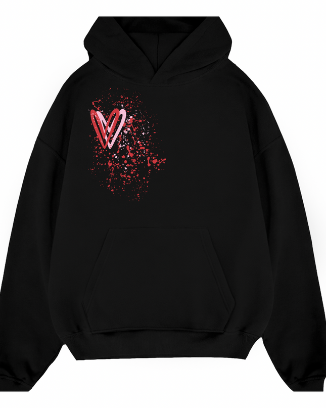 Pink/Red Heart Printed Hoodie Kids