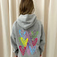 Multicoloured Leopard Print Graffiti Hoodie Grey