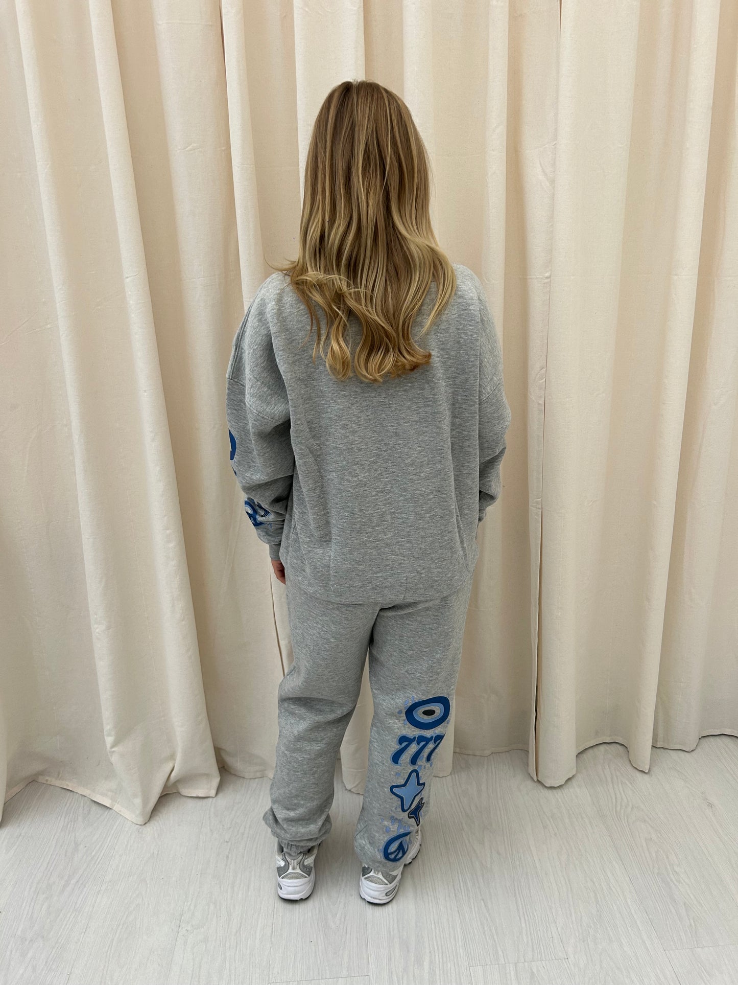 Angel Numbers Protect Your Energy Graffiti Sweatshirt Tracksuit Grey - Blue