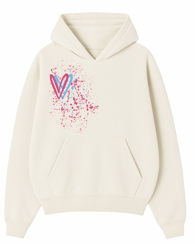 Multicoloured Heart Printed Hoodie Kids