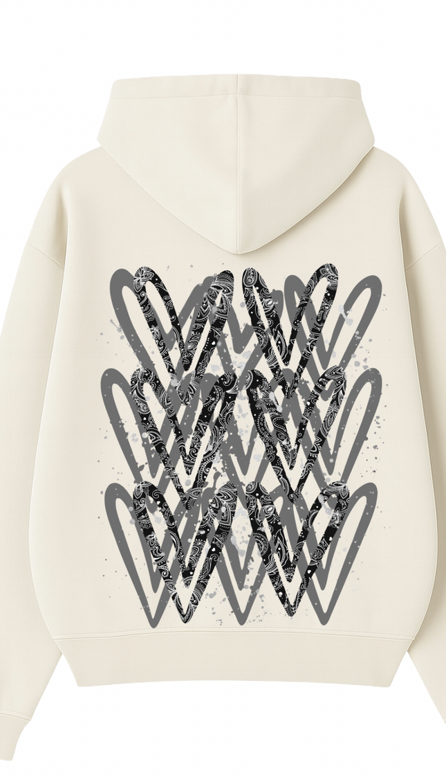 Charcoal Paisley Heart Printed Hoodie – additional view