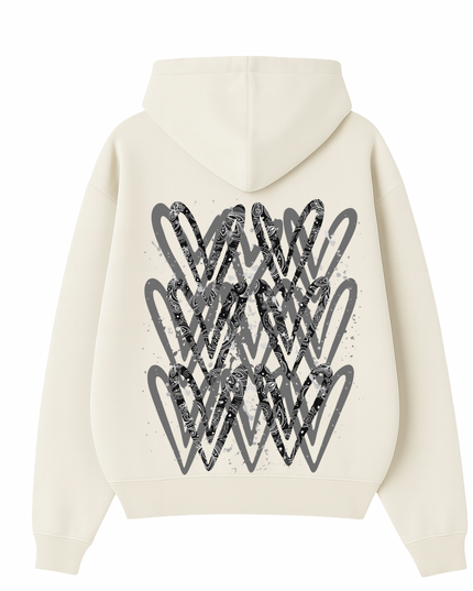 Charcoal Paisley Heart Printed Hoodie Adults