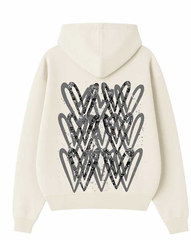 Charcoal Paisley Heart Printed Hoodie Adults